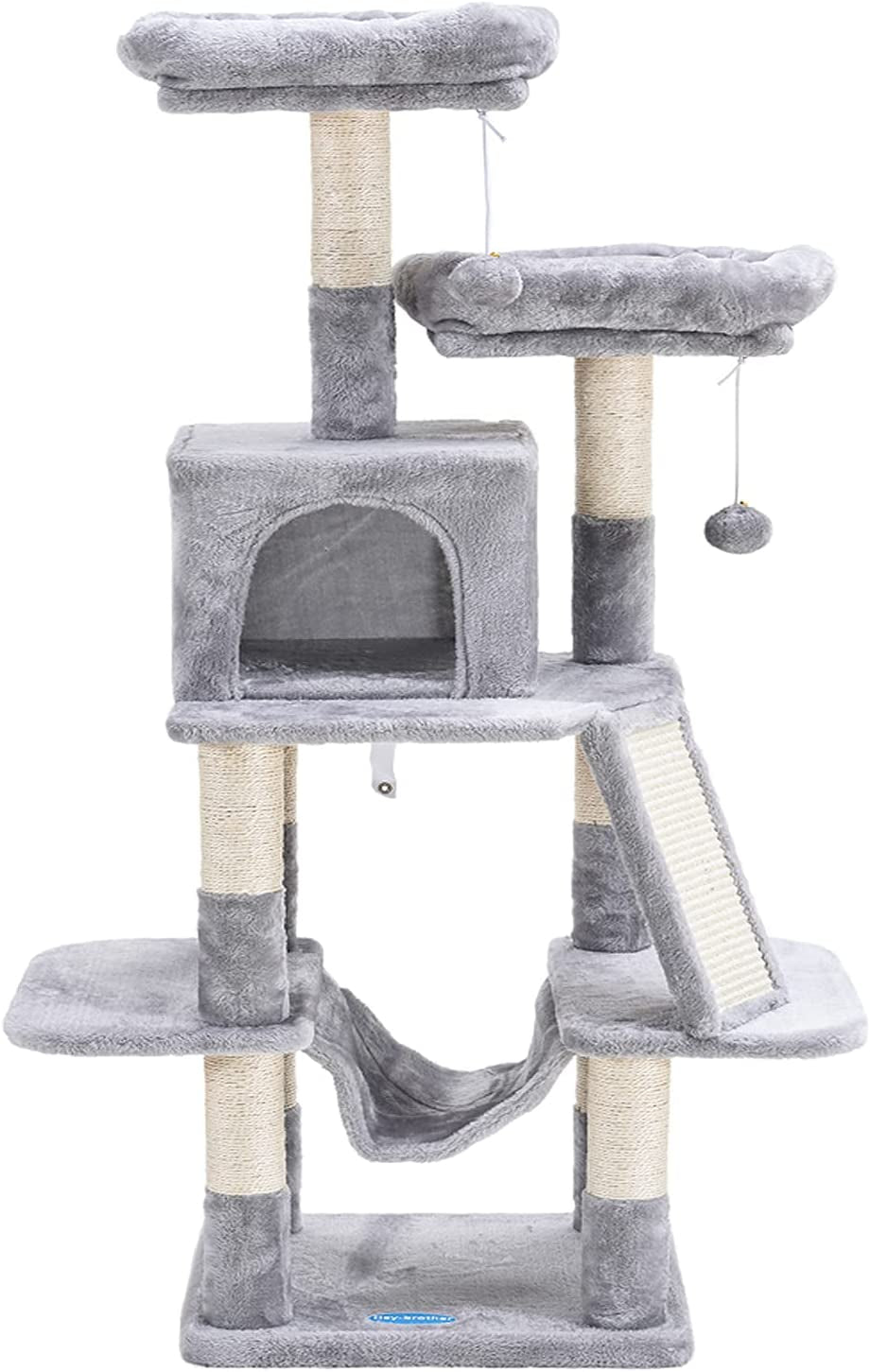 Deluxe 53-Inch Cat Tree Tower with Plush Hammock, Cozy Condo, and Scratch Posts - Perfect for Indoor Cats in Light Gray