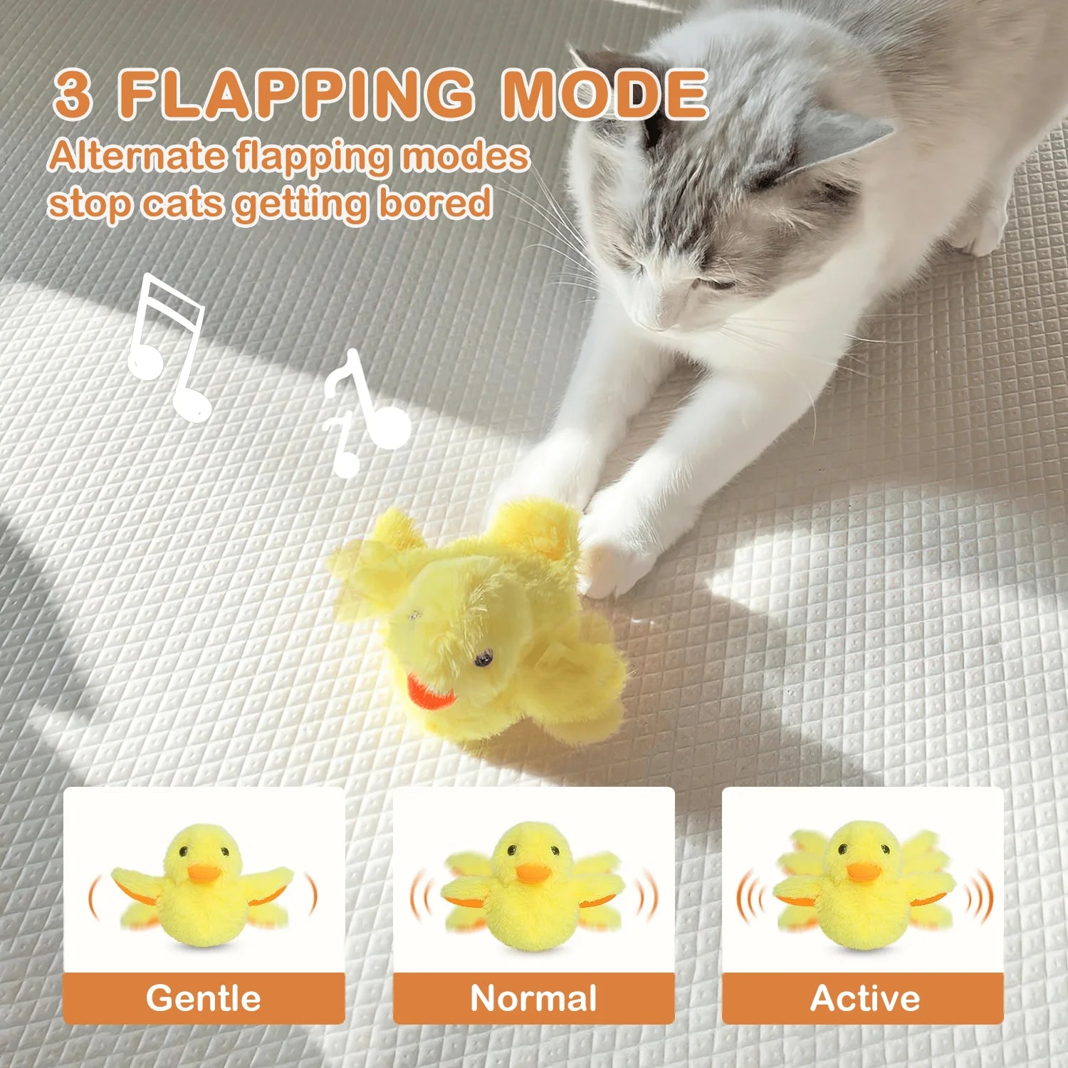 Exciting Rechargeable Automatic Chirping Duck Cat Toy with Flapping Wings and Catnip - Perfect Interactive Play for Indoor Cats!
