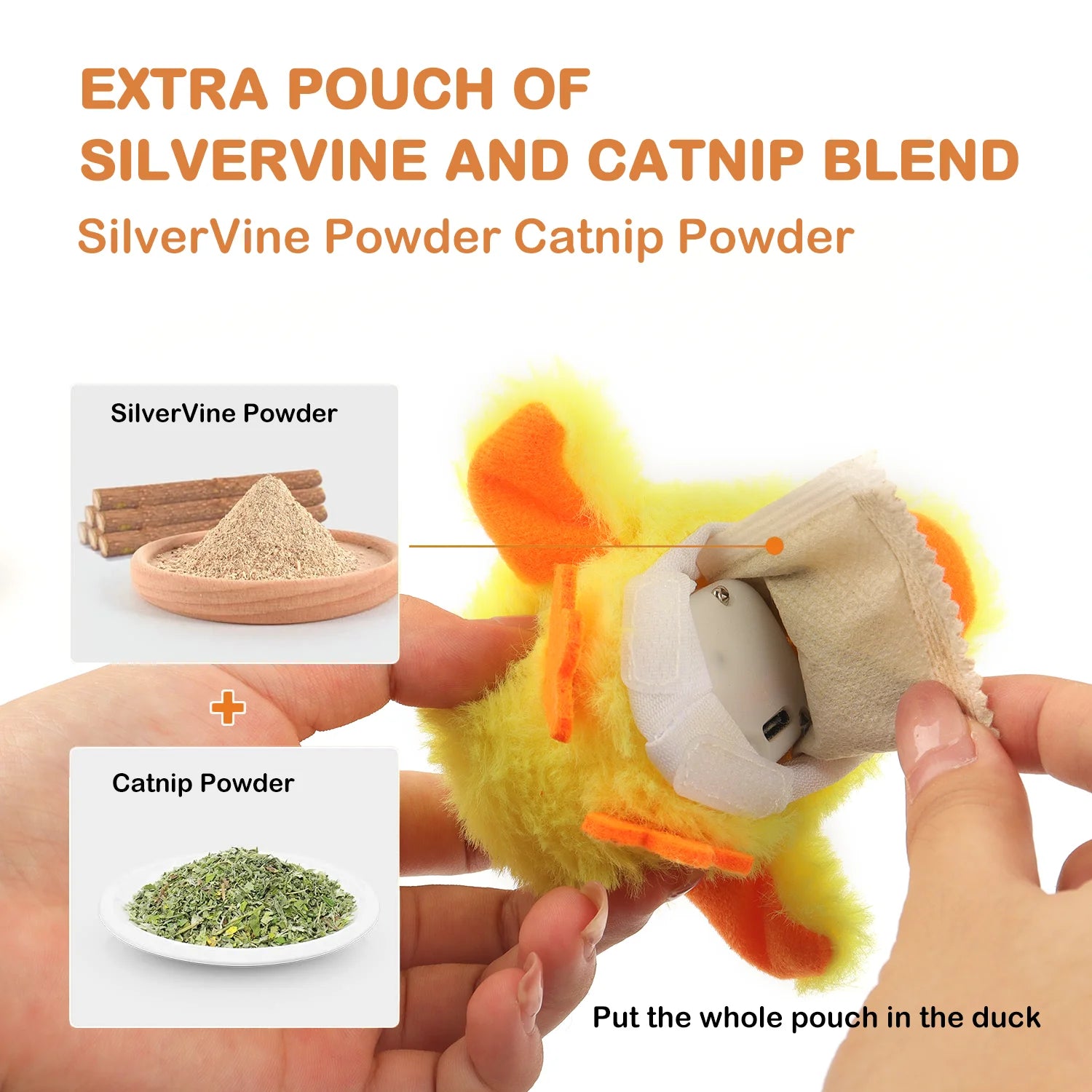 Exciting Rechargeable Automatic Chirping Duck Cat Toy with Flapping Wings and Catnip - Perfect Interactive Play for Indoor Cats!
