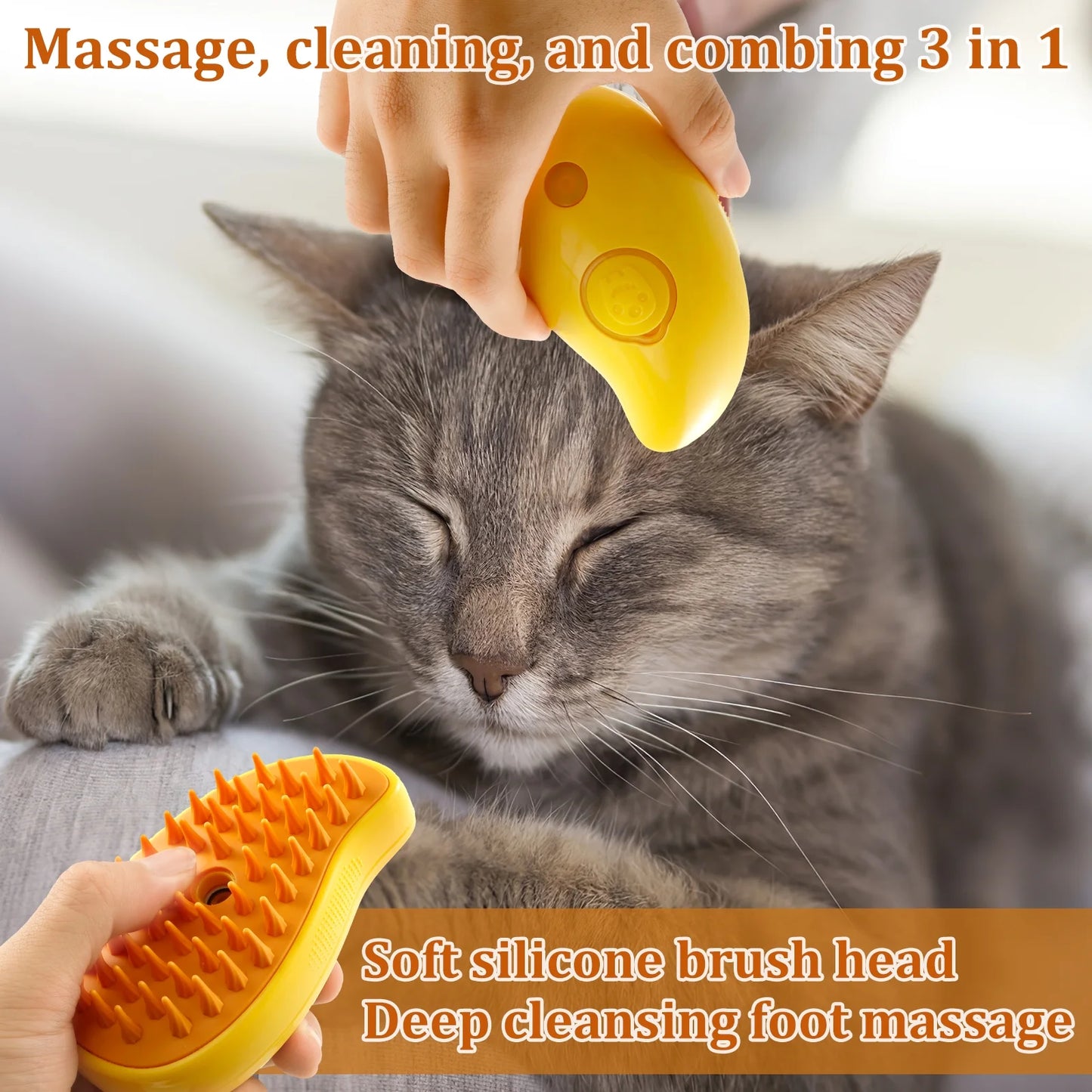 Revolutionary 3-in-1 Cat Steamy Brush: USB Rechargeable Self-Cleaning Grooming Tool for Effortless Shedding and Pampering