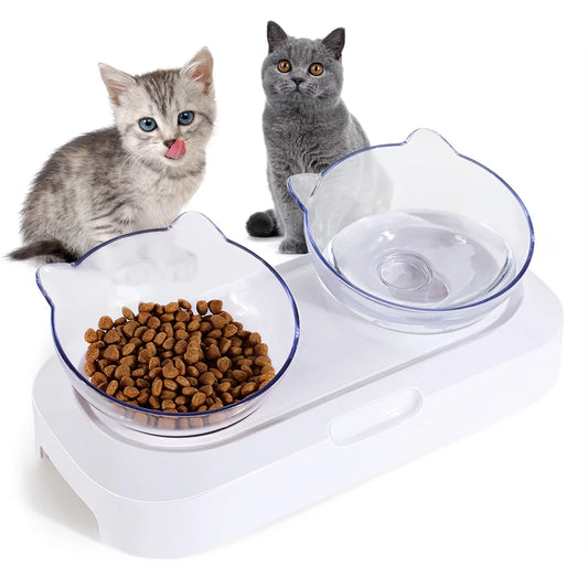 Elevate Your Cat's Dining Experience with Our Adjustable Tilted Cat Bowls - Stylish Transparent Design for Happy Kittens!