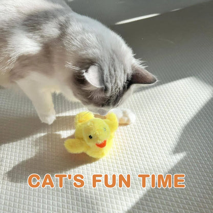 Exciting Rechargeable Automatic Chirping Duck Cat Toy with Flapping Wings and Catnip - Perfect Interactive Play for Indoor Cats!
