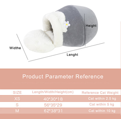 3-In-1 Cat and Dog Pet House Basin-Shaped Cave Soft Bed