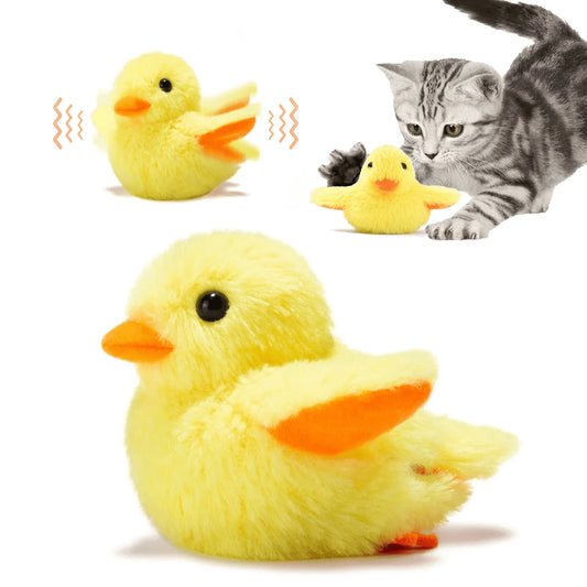 Exciting Rechargeable Automatic Chirping Duck Cat Toy with Flapping Wings and Catnip - Perfect Interactive Play for Indoor Cats!
