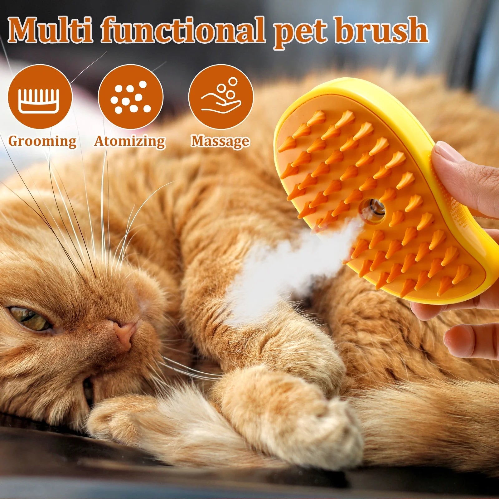 Revolutionary 3-in-1 Cat Steamy Brush: USB Rechargeable Self-Cleaning Grooming Tool for Effortless Shedding and Pampering