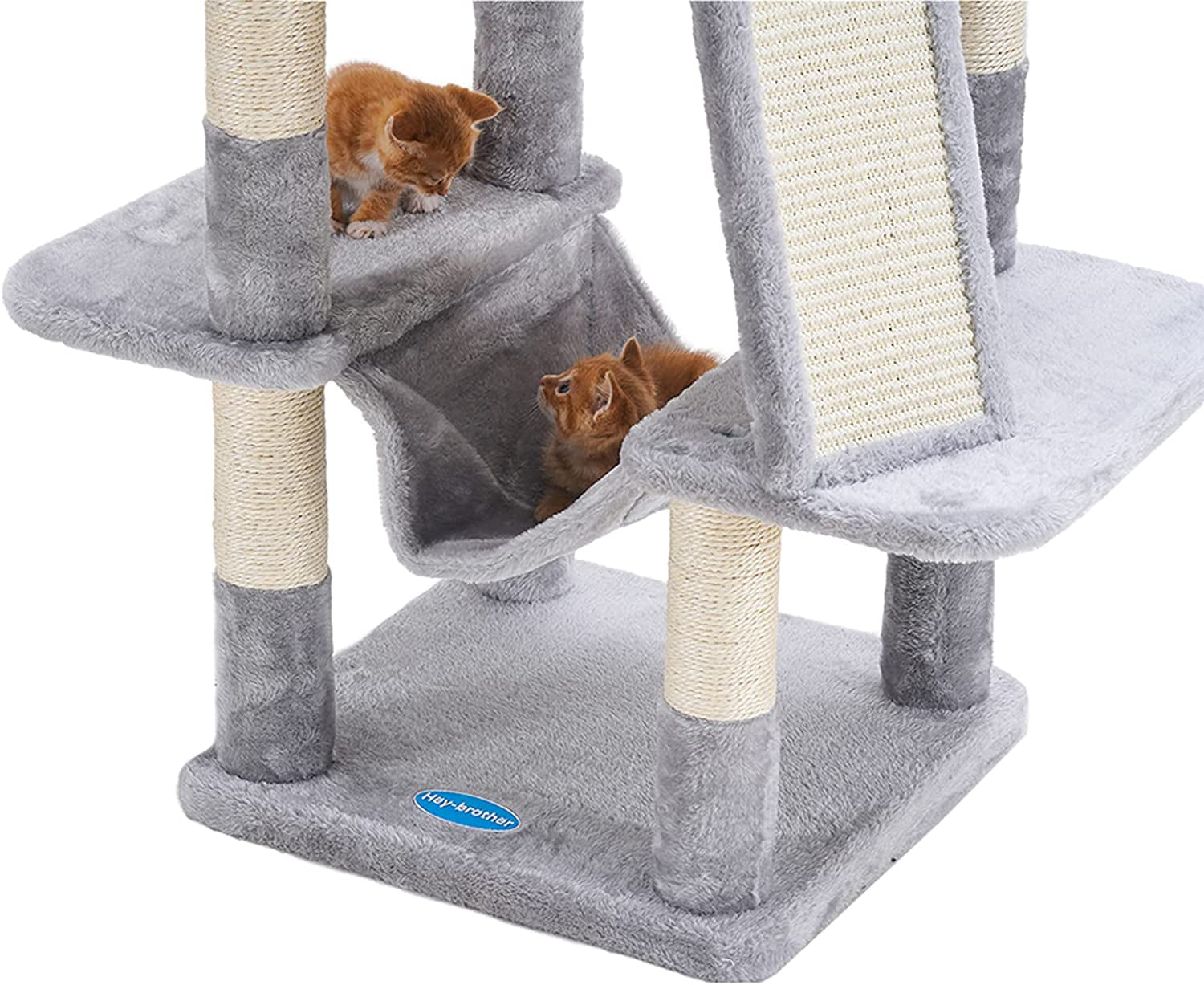 Deluxe 53-Inch Cat Tree Tower with Plush Hammock, Cozy Condo, and Scratch Posts - Perfect for Indoor Cats in Light Gray
