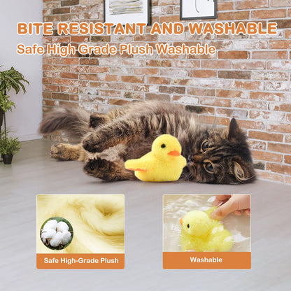 Exciting Rechargeable Automatic Chirping Duck Cat Toy with Flapping Wings and Catnip - Perfect Interactive Play for Indoor Cats!