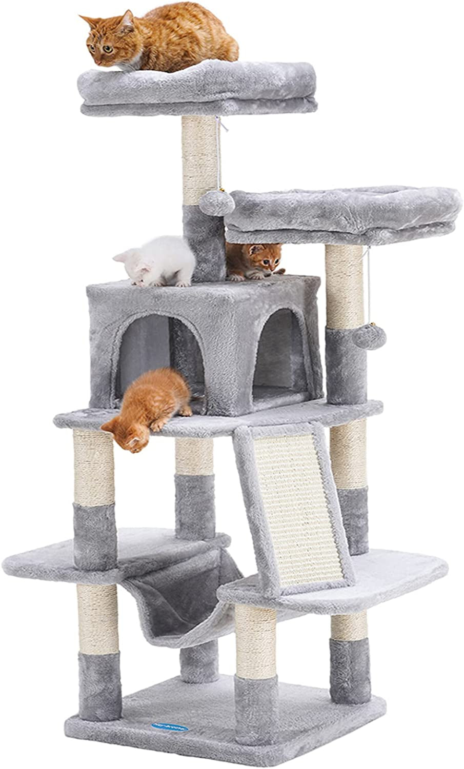Deluxe 53-Inch Cat Tree Tower with Plush Hammock, Cozy Condo, and Scratch Posts - Perfect for Indoor Cats in Light Gray